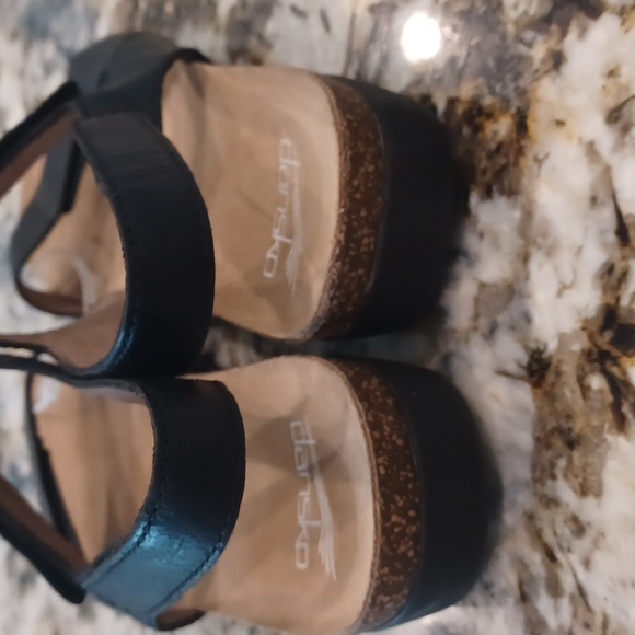 Dansko Wedge Strappy Black Leather Upper Sandals NEW  EU 37 - Picture 5 of 14
